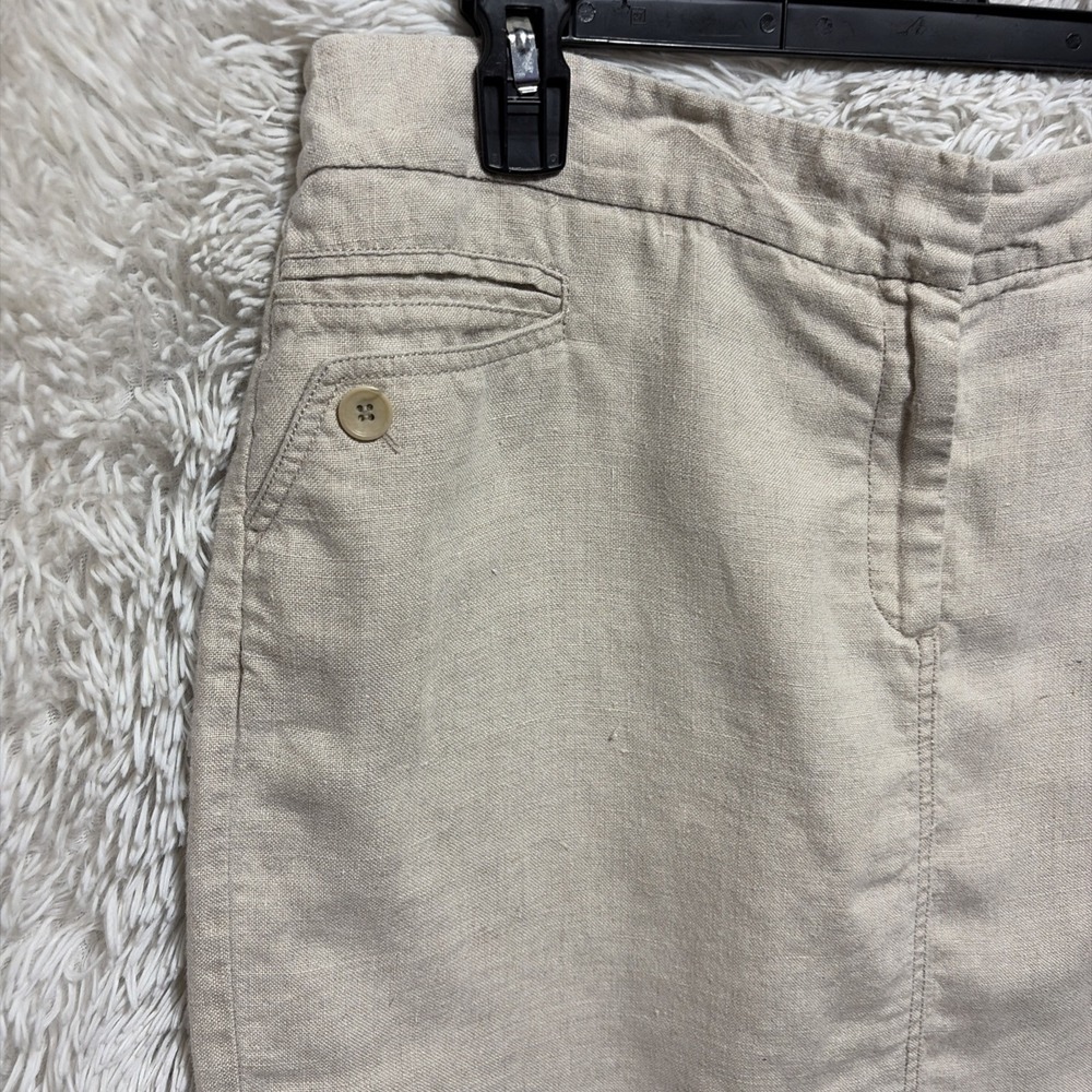 Eileen Fisher Women's Size Large Beige Linen Straight Pencil Midi Skirt - Picture 3 of 9